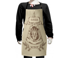 Cat Face in Pizza We Trust Kids Apron