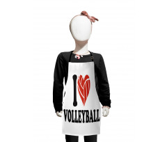 I Love Volleyball Text Kids Apron