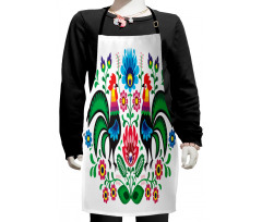 Floral Design with Cocks Kids Apron