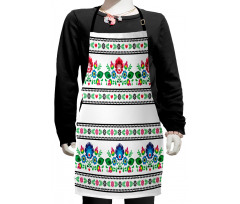 Folk Pattern with Flowers Kids Apron