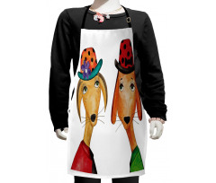 Doodle Style Funny Drawings Kids Apron