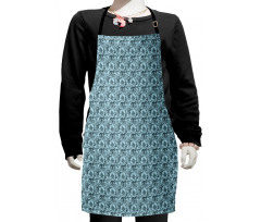 Monochromatic Peony and Rose Kids Apron