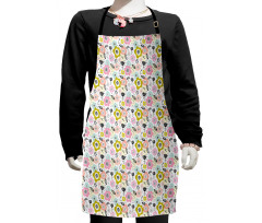 Leafy Design Brush Dashes Kids Apron