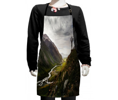 Biker on Mountain Top Kids Apron