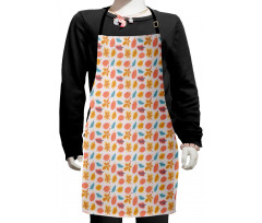 Cartoon Autumn Leaves Pattern Kids Apron