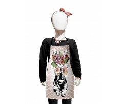 Funny Dog with Rose Wreath Kids Apron