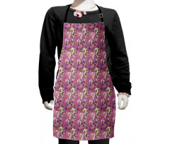 Feminine Floral Motif Kids Apron