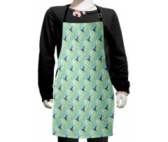 Palm Leaves Flowers and Bird Kids Apron