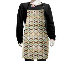 Floral Motif with Dots Art Kids Apron