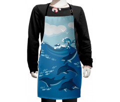 Dolphins and Fish Cartoon Kids Apron