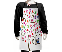 Tree Flowers Playful Birds Kids Apron