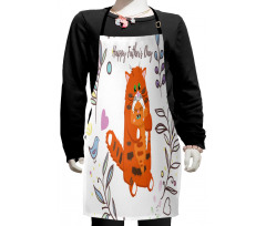 Dad and Kitten Flowers Kids Apron