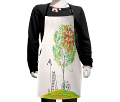 Bicycle Stairs Bird Kids Apron