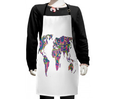 World Map with Flowers Kids Apron