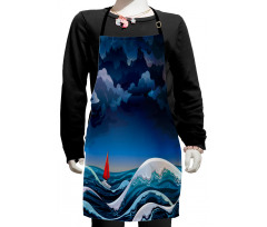 Night Seascape Boat Kids Apron