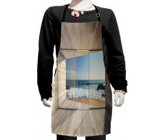 View of Sea Waves Rocks Kids Apron