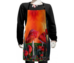 Clouds Leaves Poppies Kids Apron