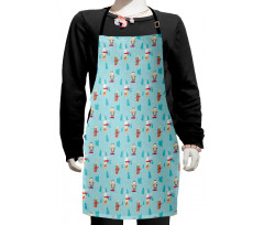 Animals in Winter Clothing Kids Apron