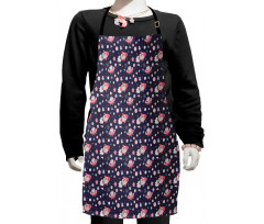 Kawaii Cat in a Rocket Stars Kids Apron