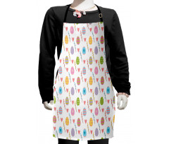 Colorful Eggs Leaves Hearts Kids Apron