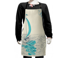 Cloudy Sailing Boat Kids Apron