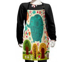 Elephant Trees Leaves Kids Apron