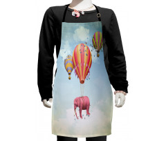 Pink Elephant in Sky Kids Apron