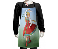 Slavic Girl Dancing Drawing Kids Apron