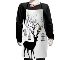 Deer Colorful Birds Kids Apron