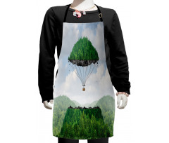 Hot Air Balloon Mountain Kids Apron