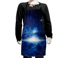 Night Sky Moon Stars Kids Apron