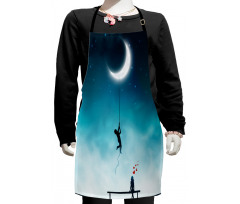 Boy Climbing to the Moon Kids Apron