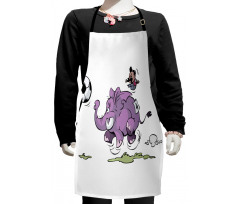 Elephant Playing Soccer Kids Apron