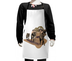 Elephants on Savannah Kids Apron