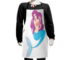 Mermaid with Pink Hair Kids Apron