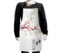 Roses Blossoms Birds Kids Apron