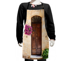 Rusty Wood Door Italian Kids Apron