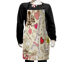 Doodle Eiffel Tower Love Kids Apron