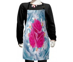 Graphic Roses and Lilies Kids Apron