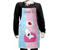 Puppies on Sofa Heart Shape Kids Apron