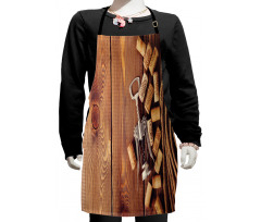 Wooden Table Wine Corks Kids Apron