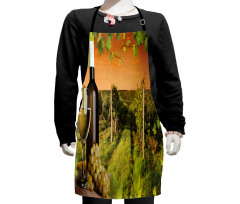 Bottle Grapes Sunset Kids Apron