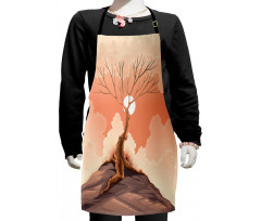 Lonely Tree on Cliff Kids Apron