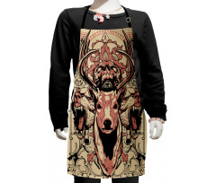 Floral Skull and Wolves Kids Apron