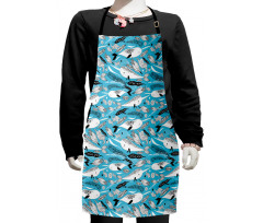 Unicorn Whales Algae Motifs Kids Apron