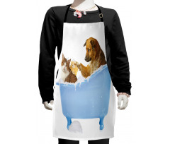 Dog and Cat in Bathtub Kids Apron