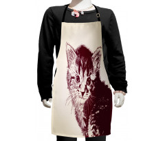 Grunge Retro Kitty Cat Kids Apron