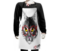 Nerd Cat with Glasses Kids Apron