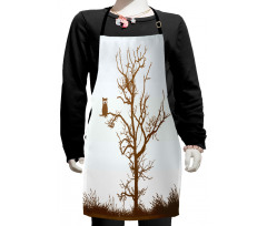 Owl Autumn Tree Branch Kids Apron