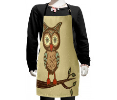 Owl Sitting on Branch Kids Apron